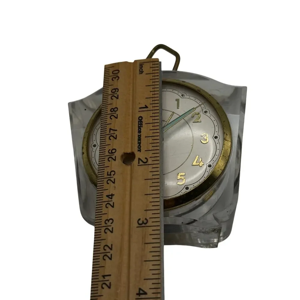 Waltham Alarm Clock Mechanical Clear Lucite Case Brass Germany Parts Display